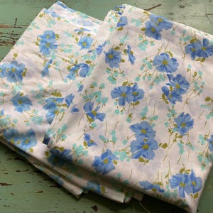 Vintage Sheet Blue Floral, Flat sheet, Double, Full Size