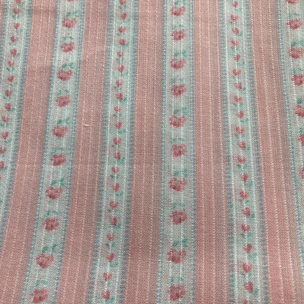 Tela de rayas tejidas con flores vintage, rosa, 3 yardas