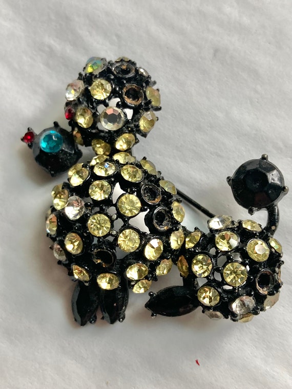 Vintage Rhinestone Poodle Pin