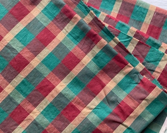 Vintage Fabric Yardage, vintage cotton blend plaid 2.5 yards