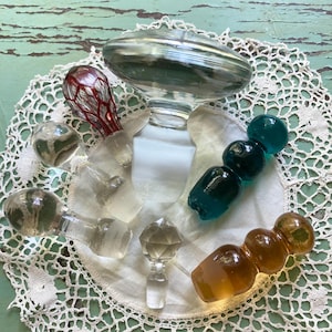 Vintage glass bottle stopper lot 7 pieces