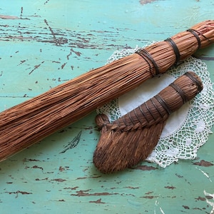 Lot of Two Antique, Handmade Brooms
