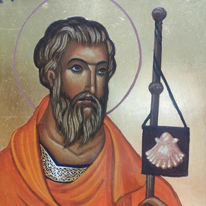 Saint Jacob - handpainted orthodox artisanal icon, icon of saints, religious, wedding gift, baptism, goft, godl, gilded, MADE TO ORDER