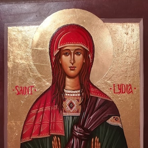 Saint Lydia - handpainted, artisanal, religious orthodox icon, icon of saints, religious gift, icons for baptism, wedding, MADE TO ORDER