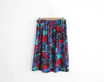 Vintage Skirt - 100% Rayon - Abstract Flower Print