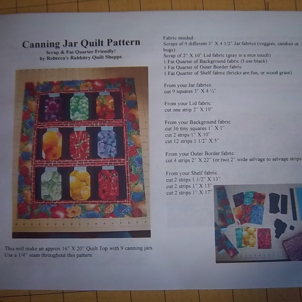 Canning Jar Quilt Pattern Etsy