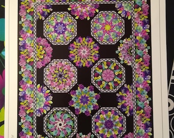 Groovy Garden Kaleidoscope Bold Bright Floral Twin Quilt Kit 64X86! In the Beginning Fabrics by Jason Yenter