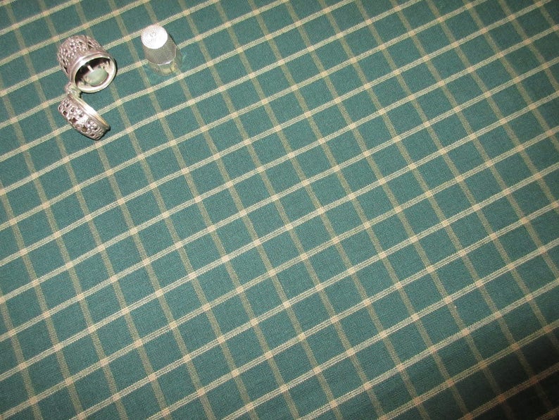 Dunroven House H-4203 Homespun Fabric Light Blue ~ Cream Small Plaid ~ You Pick