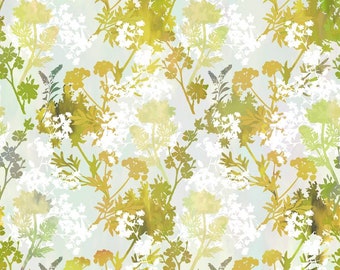 Garden of Dreams! Gold & Green Floral Fabric By the HALF YARD Jason Yenter In the Beginning Fabrics