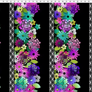 Groovy Garden Purple Pink Butterfly Border Fabric By the HALF YARD! In the Beginning Fabrics by Jason Yenter