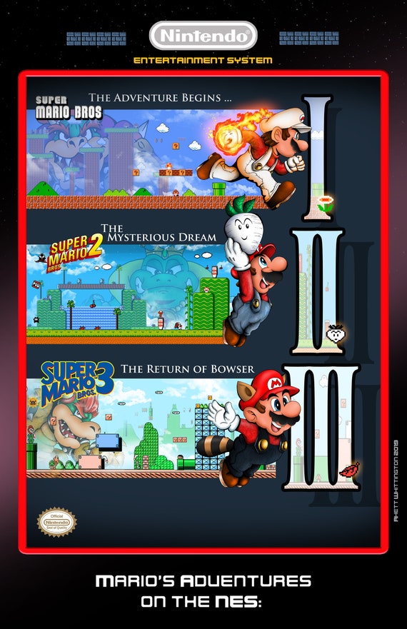 Mario 1 2 3 Poster Etsy Italia
