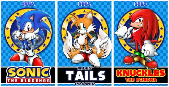 Sonic Tails & Knuckles Posters 3-pack - Etsy