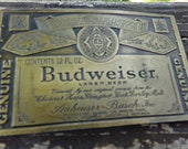 Budweiser Belt Buckle, Brass Beer Advertising Buckle, Anheuser Busch Buckle, Reproduced, King Of Beers, 4 By2 1 4 Inches, Good Condition
