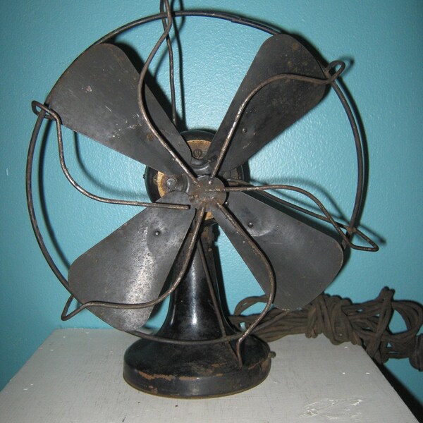 REDUCED 25%....1925 Polar Cub Fan By A. C. Gilbert Company, Table Or Wall Mount, Frayed Cord Unuseable, Rustic Or Shabby Chic Decor, Mancave