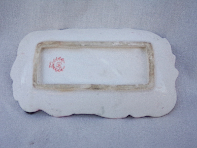 Mid Century Ceramics, Pink And Black Leaf Dish Small Ceramic tray Trinket Dish 6 by 3 14 Inches Wreath Makers Mark