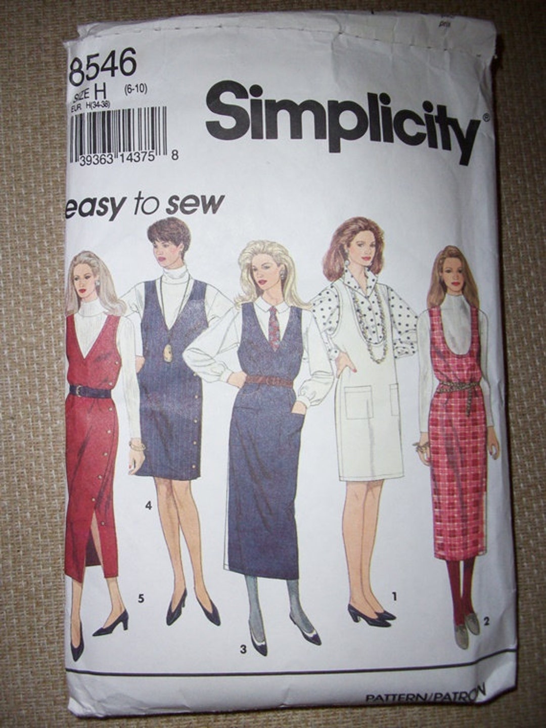 Simplicity Easy to Sew Jumper Pattern 8546 Copyright 1993 Etsy