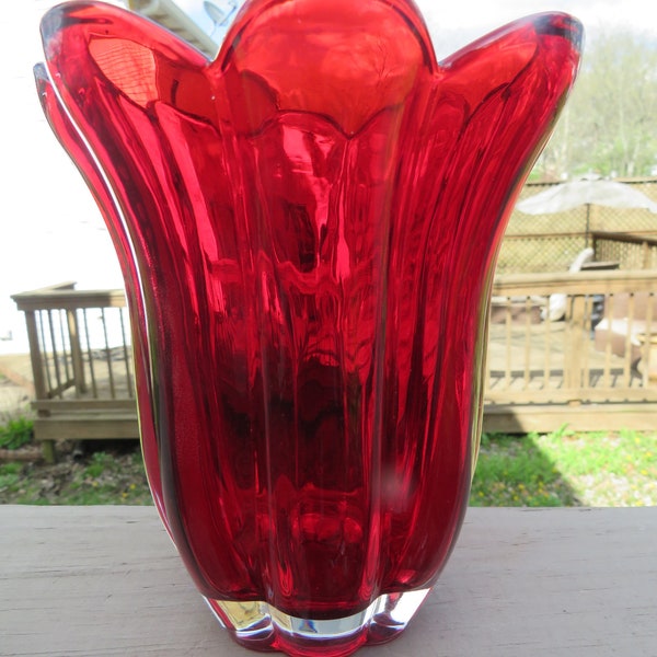 Red Glass Vases Etsy
