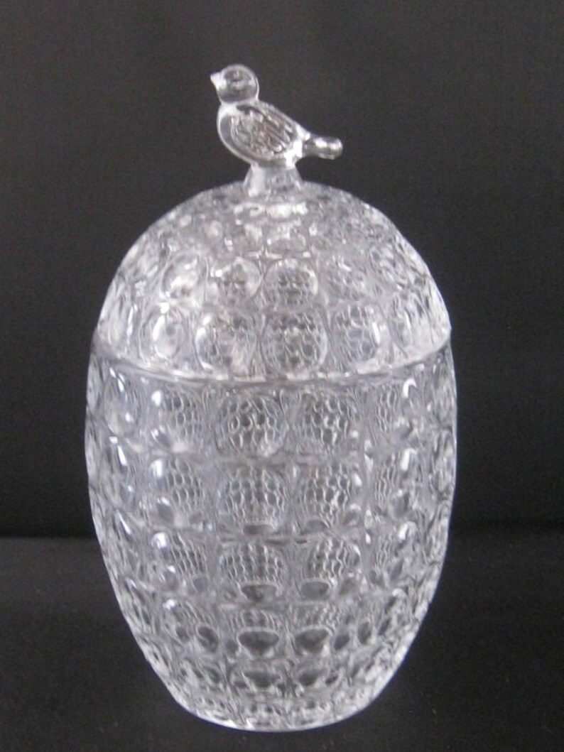 Vintage Covered Candy Dish With A Bird On The Lid Scalloped Etsy