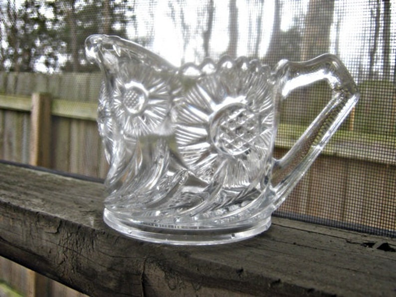 Reduced.....vintage Pressed Glass Creamer in Clear Glass Etsy
