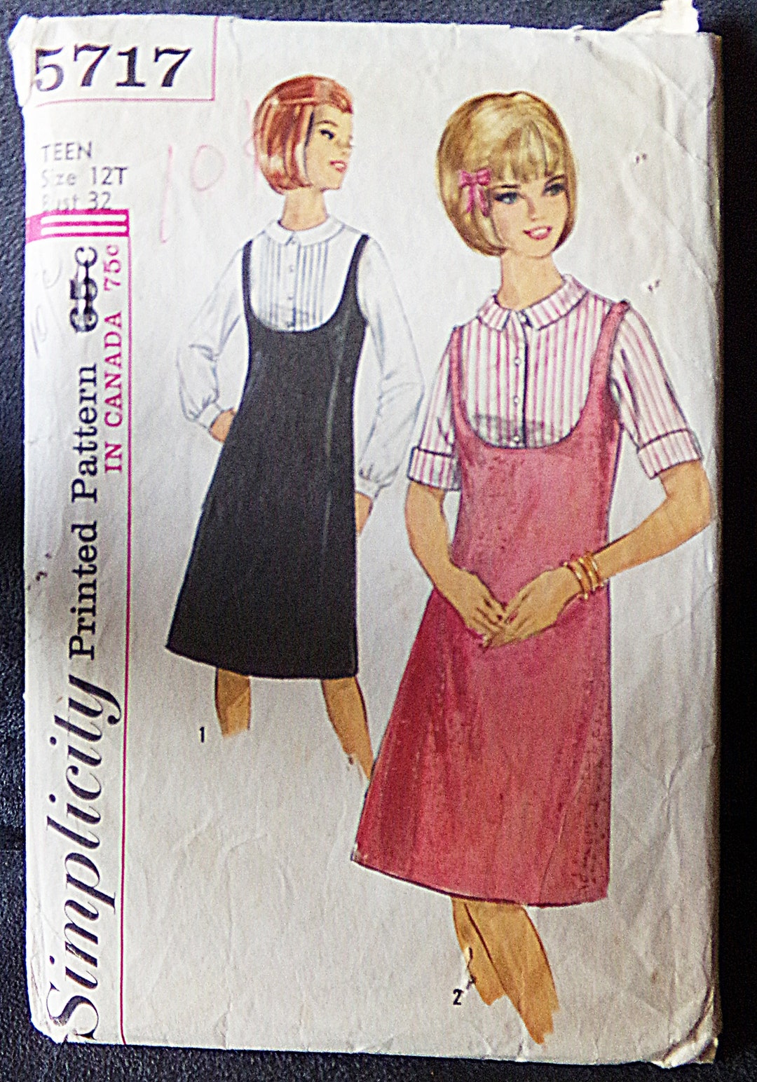 Vintage Simplicity Jumper Pattern 5717 Teen Size 12T Scoop Etsy