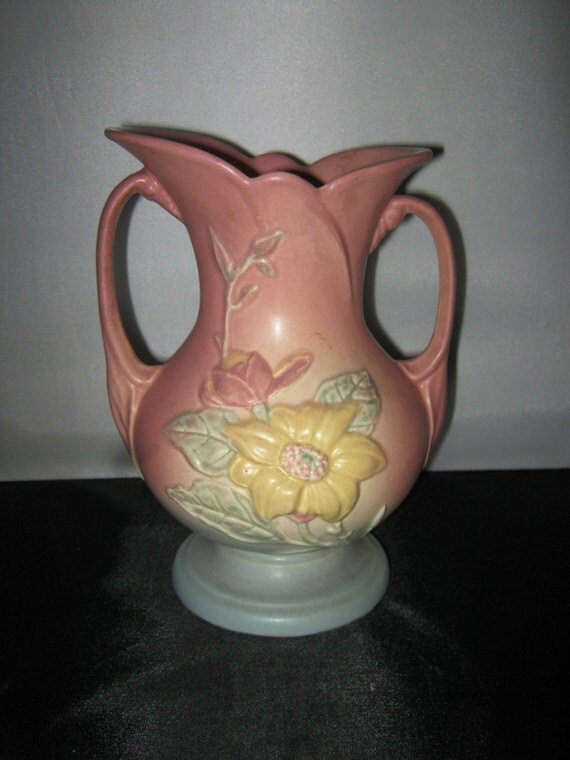 Hull Pink Vase REDUCED.....Blue Base Yellow And | Etsy