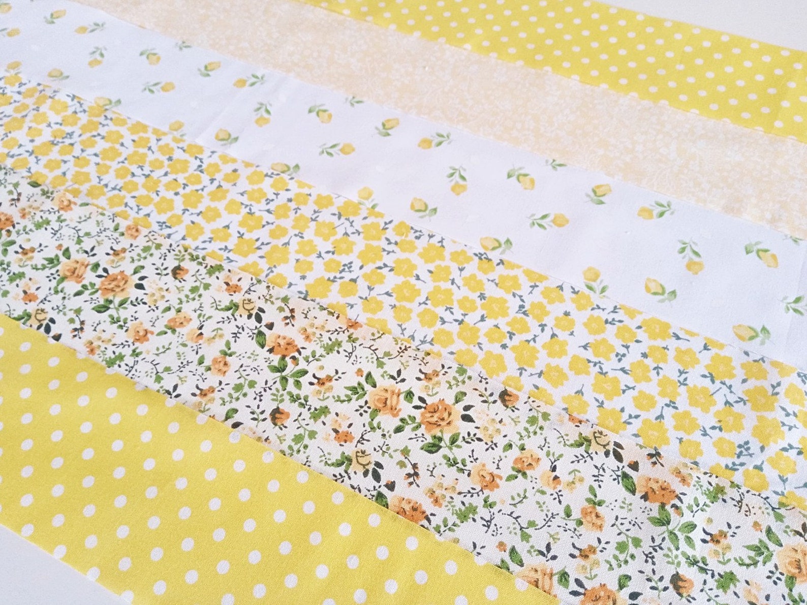 10 X MELLOW YELLOW Fabric Jelly Roll Strips Cotton Patchwork Etsy