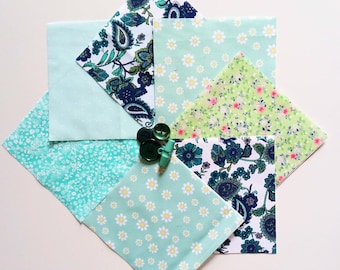 30 x MUNTGROEN bedelpakket met patchwork-vlakken van 5 inch met stof