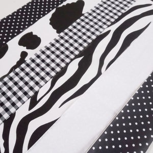 10 x Black and white Zebra Cow 42&quot; x 2.5&quot; inch Fabric Patchwork Jelly Roll Strips Pieces Charm Pack