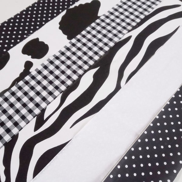 10 x Black and white Zebra Cow 42" x 2.5" inch Fabric Patchwork Jelly Roll Strips Pieces Charm Pack