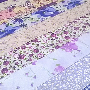 10 x Luscious Lilac Fabric Jelly Roll Strips Cotton Patchwork Quilting 42 x 2.5 inches
