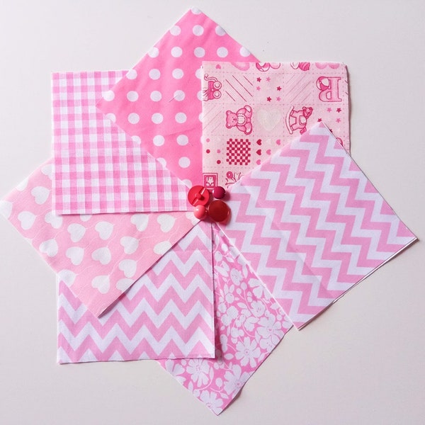 30 x Baby Girl 5 inch Fabric Patchwork Squares Pieces Charm Pack