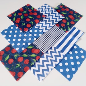 30 x Baby Boy Royal Blue 5 inch Fabric Patchwork Squares Pieces Charm Pack