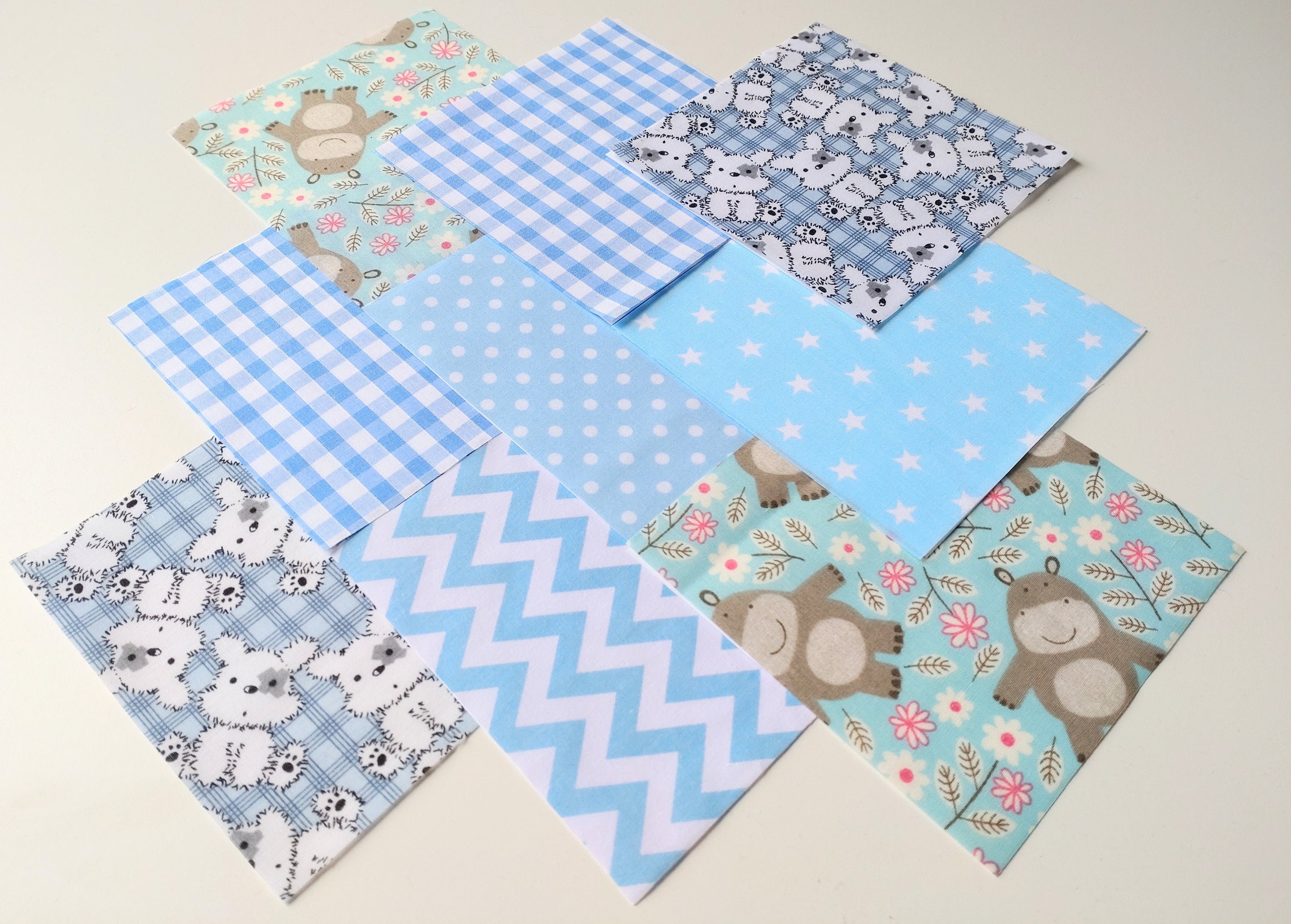 30 x Baby Boy 5 inch Fabric Patchwork Squares Pieces Charm Pack