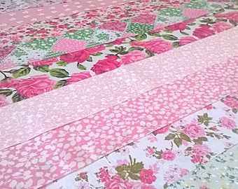 10 x Luscious Lips Fabric Jelly Roll Strips Cotton Patchwork Quilting