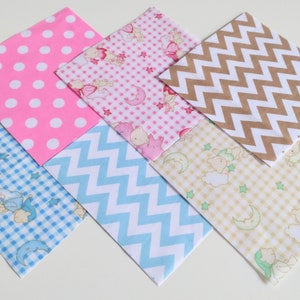 30 x Baby Gender Neutral Teddy Bear 5 inch Fabric Patchwork Squares Pieces Charm Pack