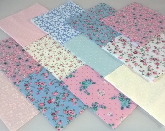 30 x Baby Molly Floral 5" Fabric Patchwork Squares Pieces Charm Pack