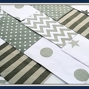 30 x Grey Silver 5 inch Fabric Patchwork Squares Pieces Charm Pack