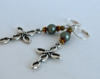 Beautiful beaded cross earrings. Great for religious occasions, mother's day, birthdays etc.