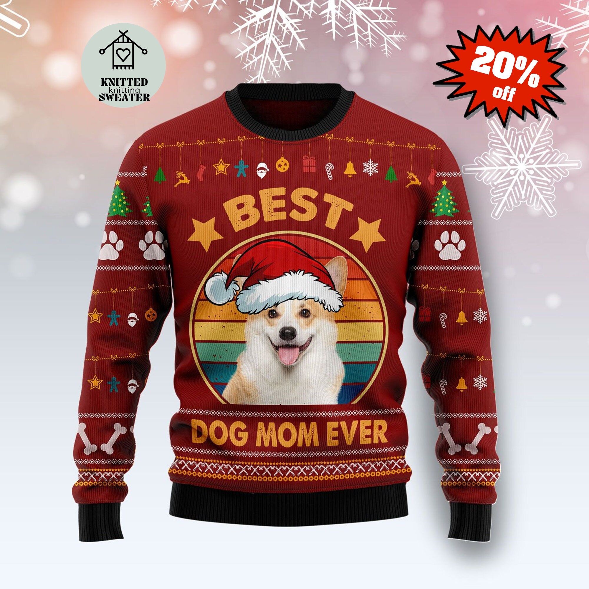 corgi in christmas sweater