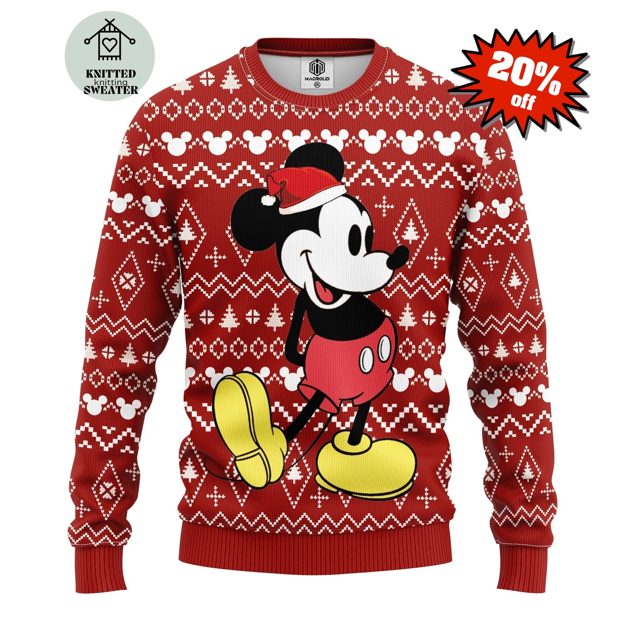 Mickey Mouse Christmas Sweater - Etsy