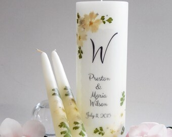 White Linen 3x8 Wedding Unity Candle Set