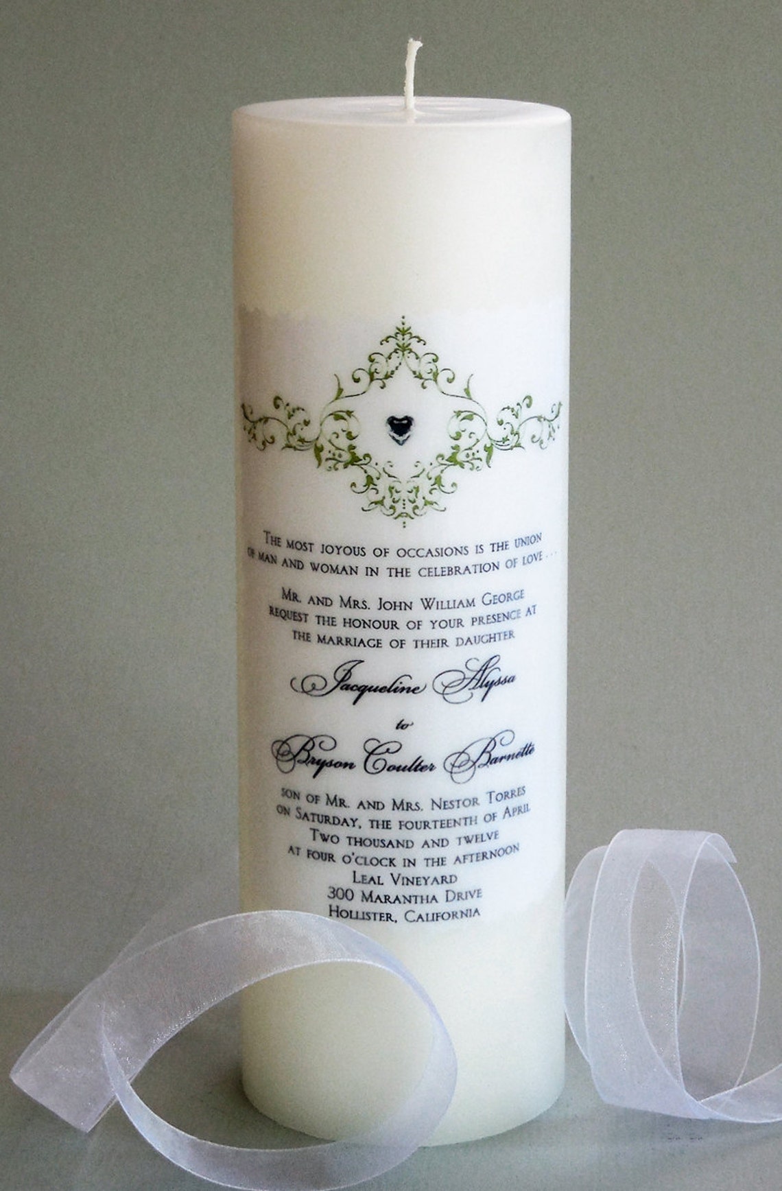 Wedding Invitation Candle Scalloped Edge Etsy