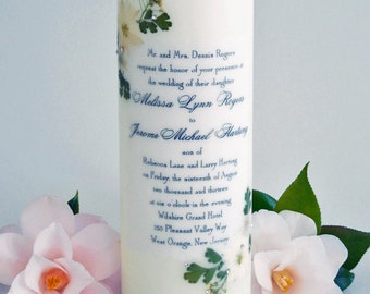 Wedding Invitation Candle - White Linen