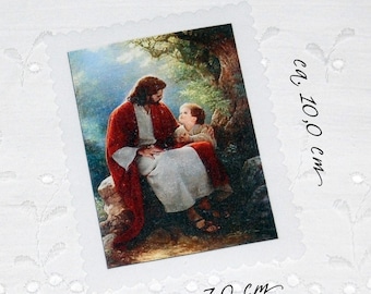 Patches Aufnäüher Applikation Stoffbild Jesus Christus mit Kind