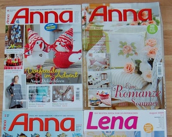 ANNA + LENA 4 tijdschriften handwerk uitgaven: 1/2010 7/2011 11/2012 en LENA 8/2009