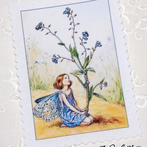 Zauberhafte Blumenfee Aufnäher Applikation Patch Vergißmeinnicht Forget-me-not Flower Fairy