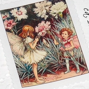 Zauberhafte Blumenfee Patch nostalgische Aufnäher Applikation Nelken Fee The Pink Fairies