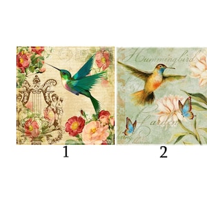 Vintage Applikation Aufnäher Patches Vogel Bird Kolibri Schmetterling Collage Vintage