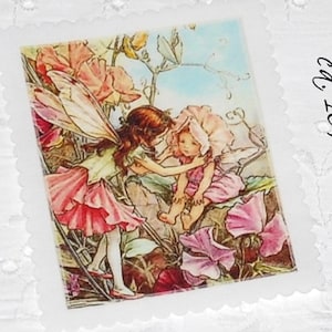 Nostalgischer Blumenfee Aufnäher Applikation Duftwicke Fee Elfe Sweet Pea Fairies