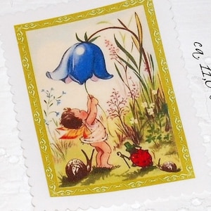 Vintage Patch Applikation Aufnäher zauberhafte BlumenFee Natur-Garten Elfe Flower Fairy